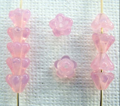 Flower Bell Pink 6mm 8mm Opal Rose 71010 Czech Glass Bead
